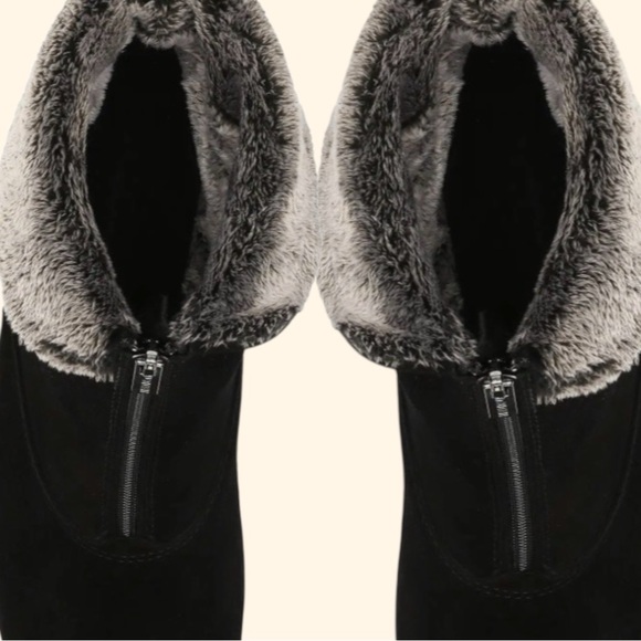 La Canadienne Evitta Suede Shearling Wedge Black Booties Front Zip Canada 8 - Picture 2 of 10